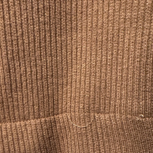 Anthropologie Tan and Off-White Layered Knit Sweater Blouse with Puffy Sleeves - Picture 3 of 5